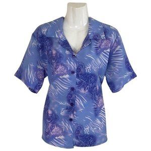 Donovan Purple Blue White Boho Abstract Button Down Shirt Plus Size 16